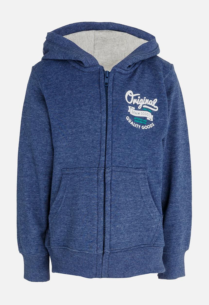 MINOTI - Zip Thru Hoodie with Chest Emblem Navy