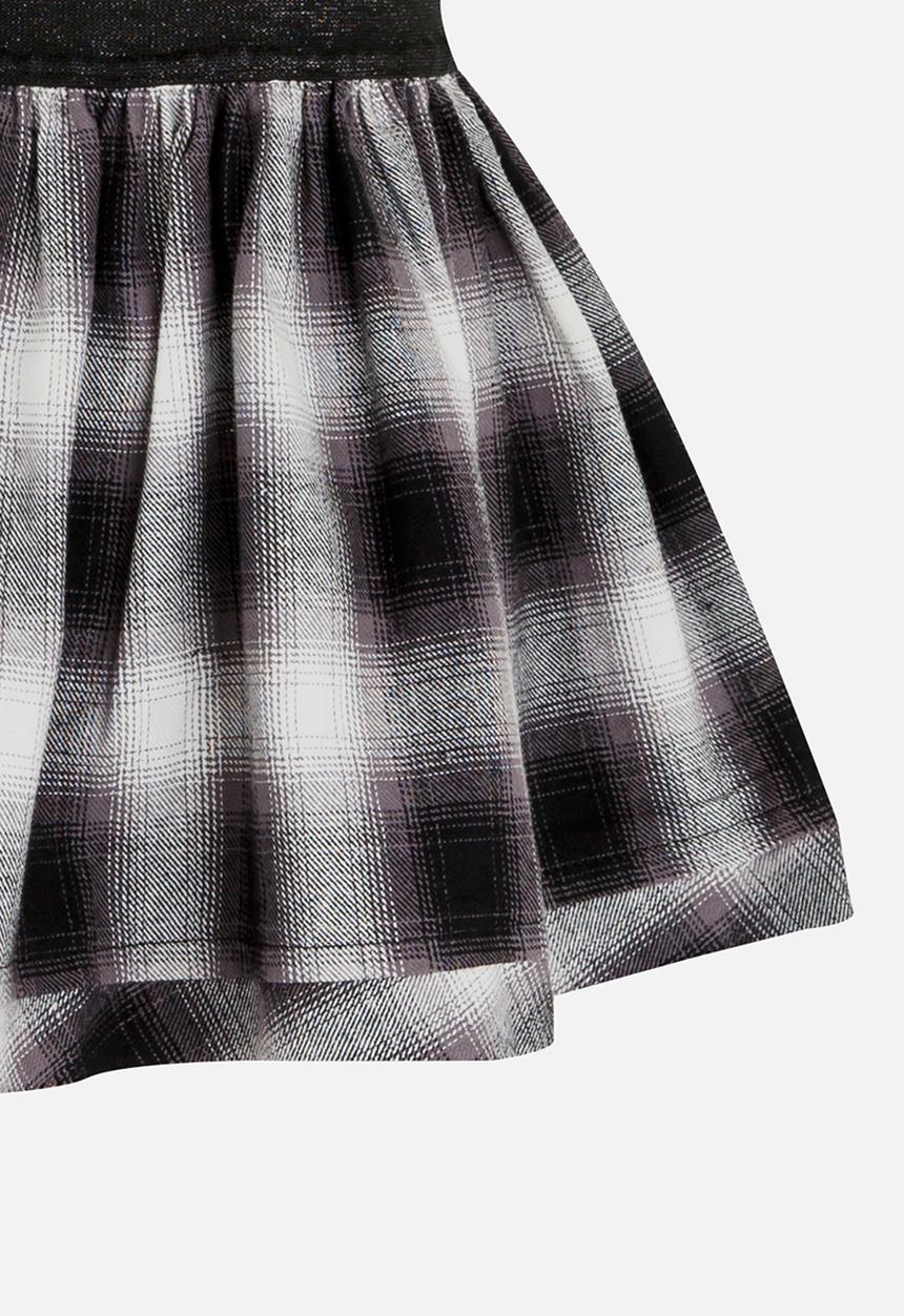 MINOTI - Plaid Skirt with Raw Hem Grey