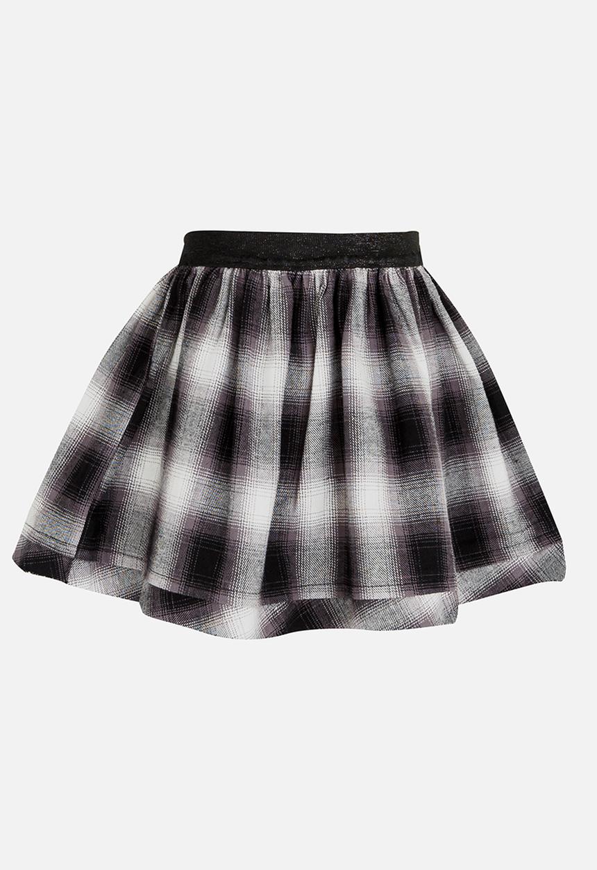 MINOTI - Plaid Skirt with Raw Hem Grey