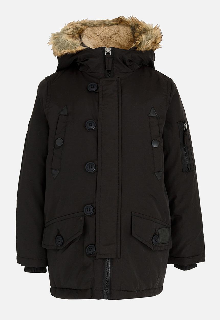 Brave Soul - Boys Zip Through Parker Jacket Black