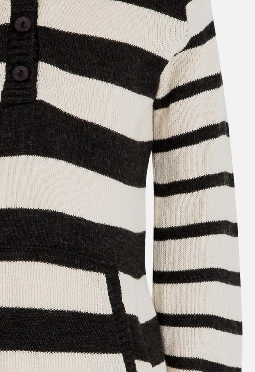 See-Saw - Hooded Button Up Henley Jersey Cream