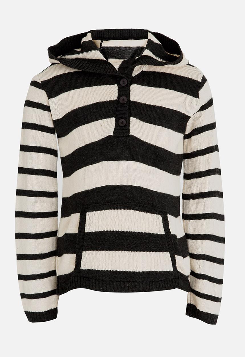 See-Saw - Hooded Button Up Henley Jersey Cream