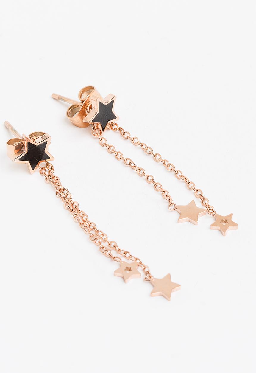 Pop Candy - Star Drop Chain Earrings Rose