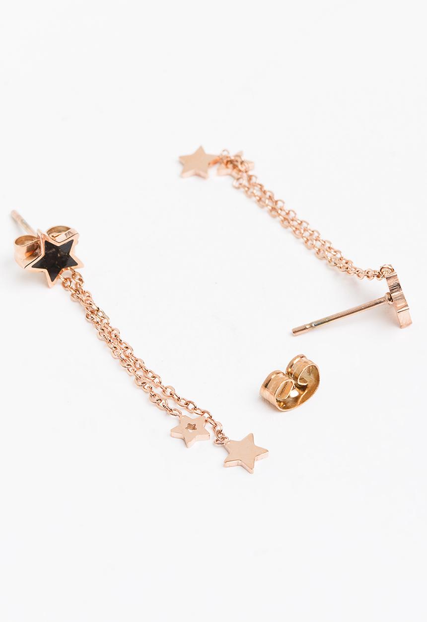Pop Candy - Star Drop Chain Earrings Rose