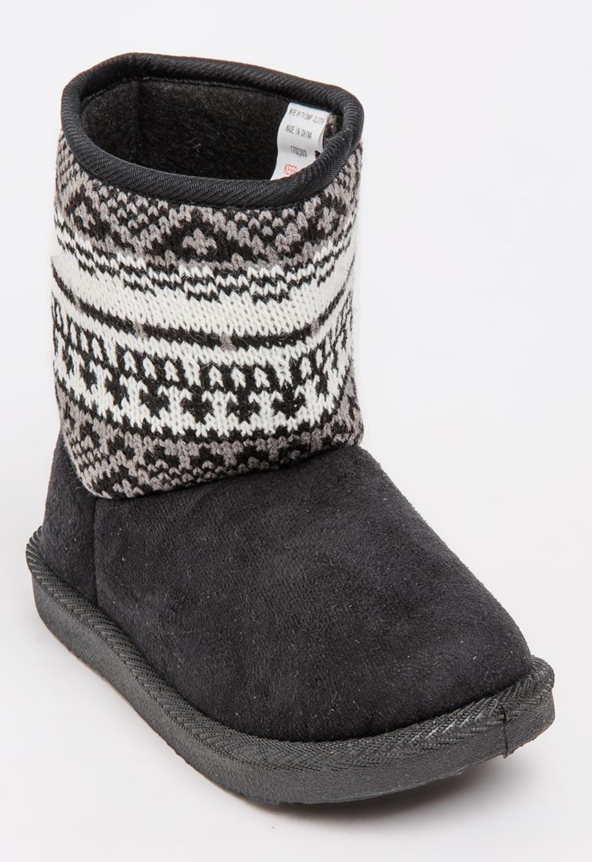 Foot Focus - Aztec Detailed Boots Black