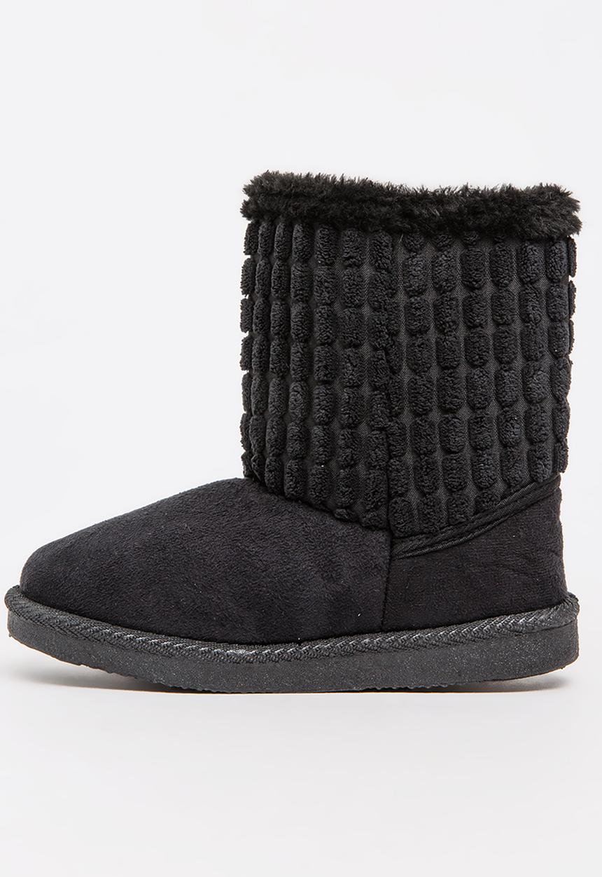 Foot Focus - Faux Fur Boot Blk