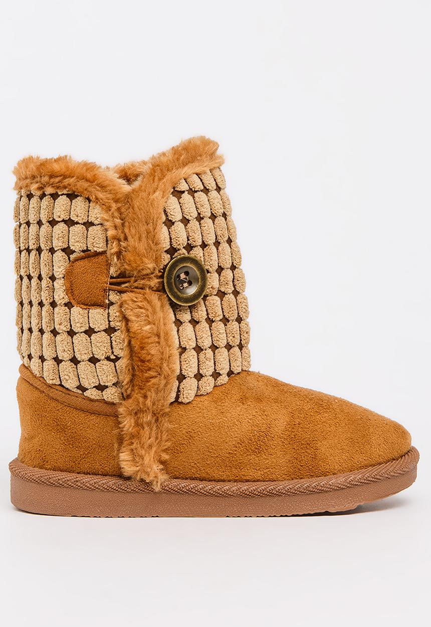 Foot Focus - Faux Fur Boot Tan