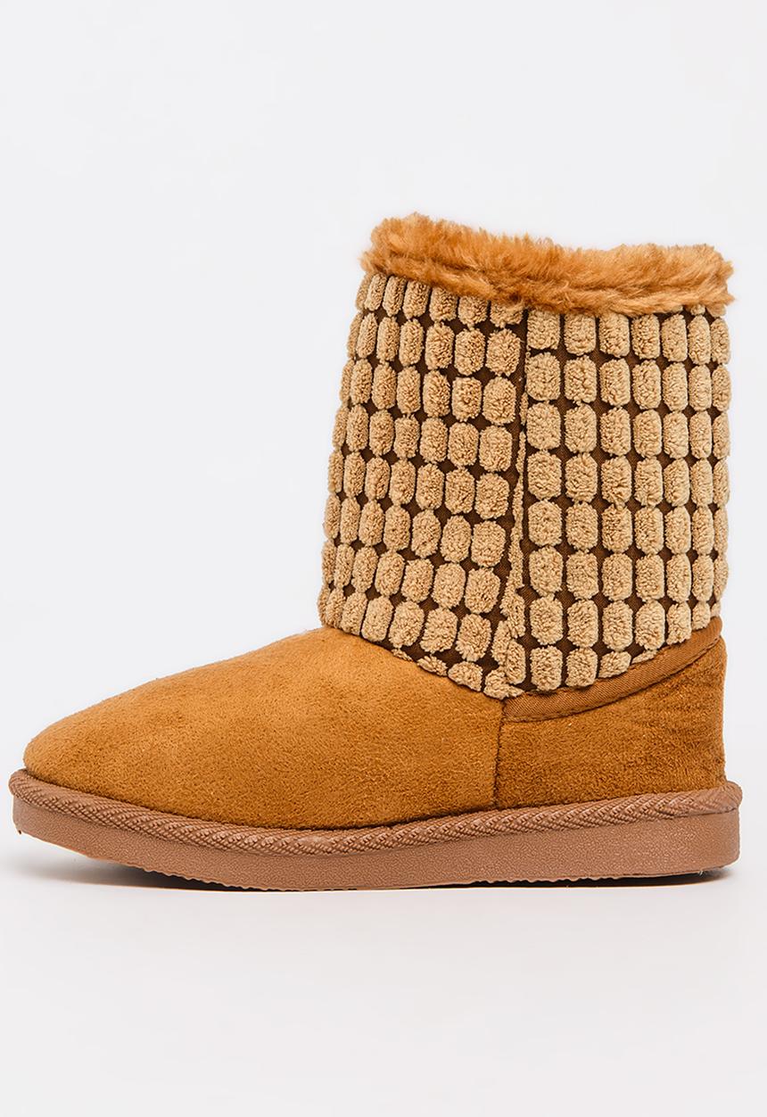 Foot Focus - Faux Fur Boot Tan