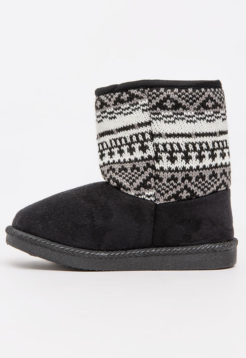 Foot Focus - Aztec Detailed Boots Black