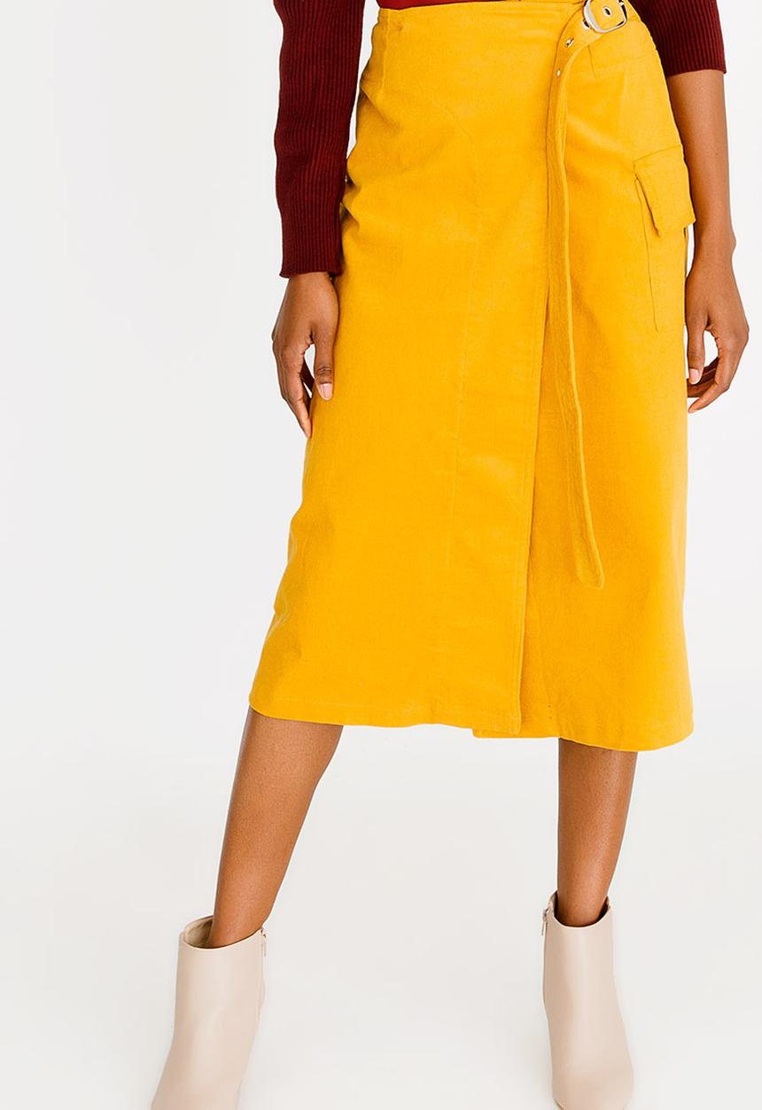 Thebe Magugu - Corduroy Wrap Skirt Yellow