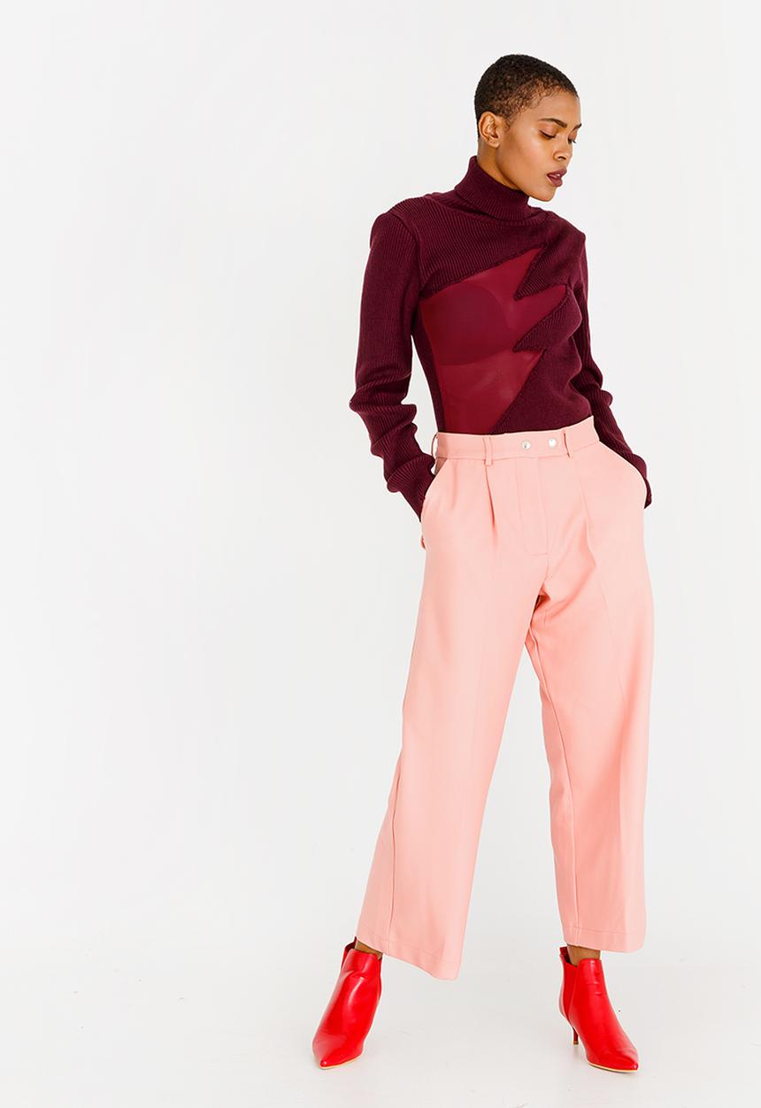Thebe Magugu - Mesh Detail Top Burgundy