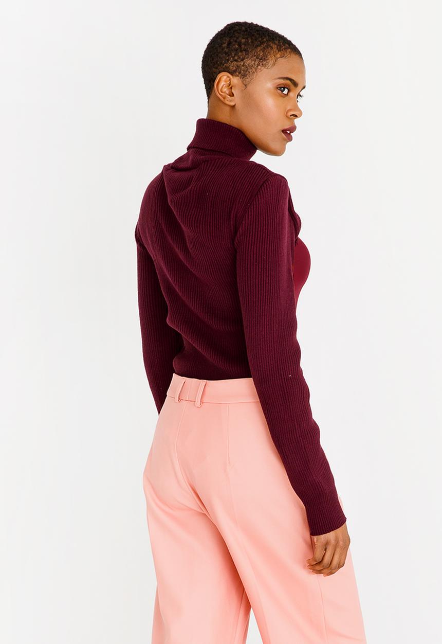 Thebe Magugu - Mesh Detail Top Burgundy
