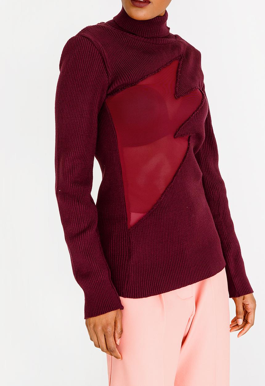 Thebe Magugu - Mesh Detail Top Burgundy