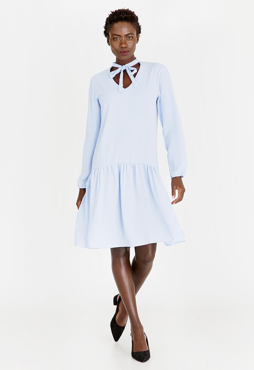 edit - Kitty Bow Long Sleeve Dress Pale Blue