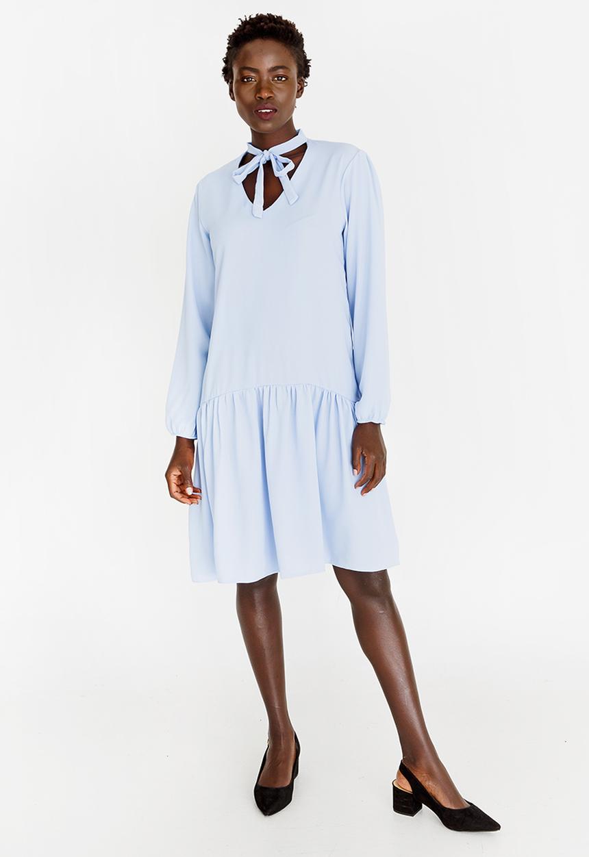edit - Kitty Bow Long Sleeve Dress Pale Blue