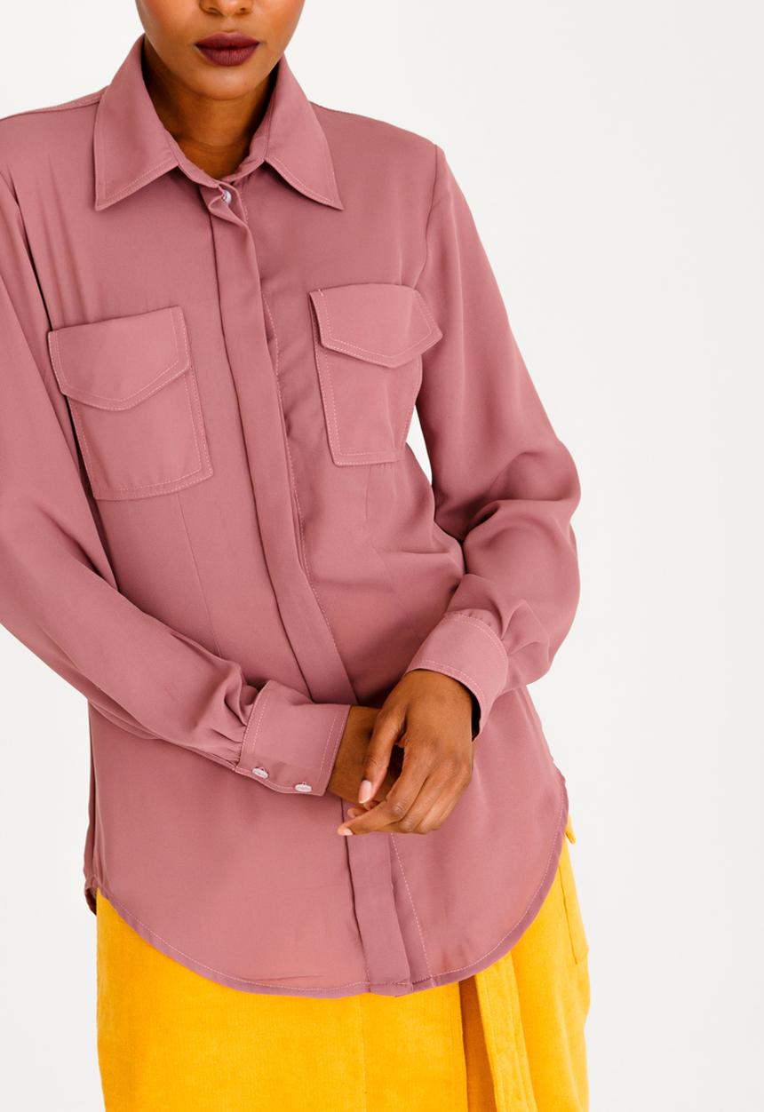 Thebe Magugu - Long Sleeve Pocket Detail Shirt Pale Pink