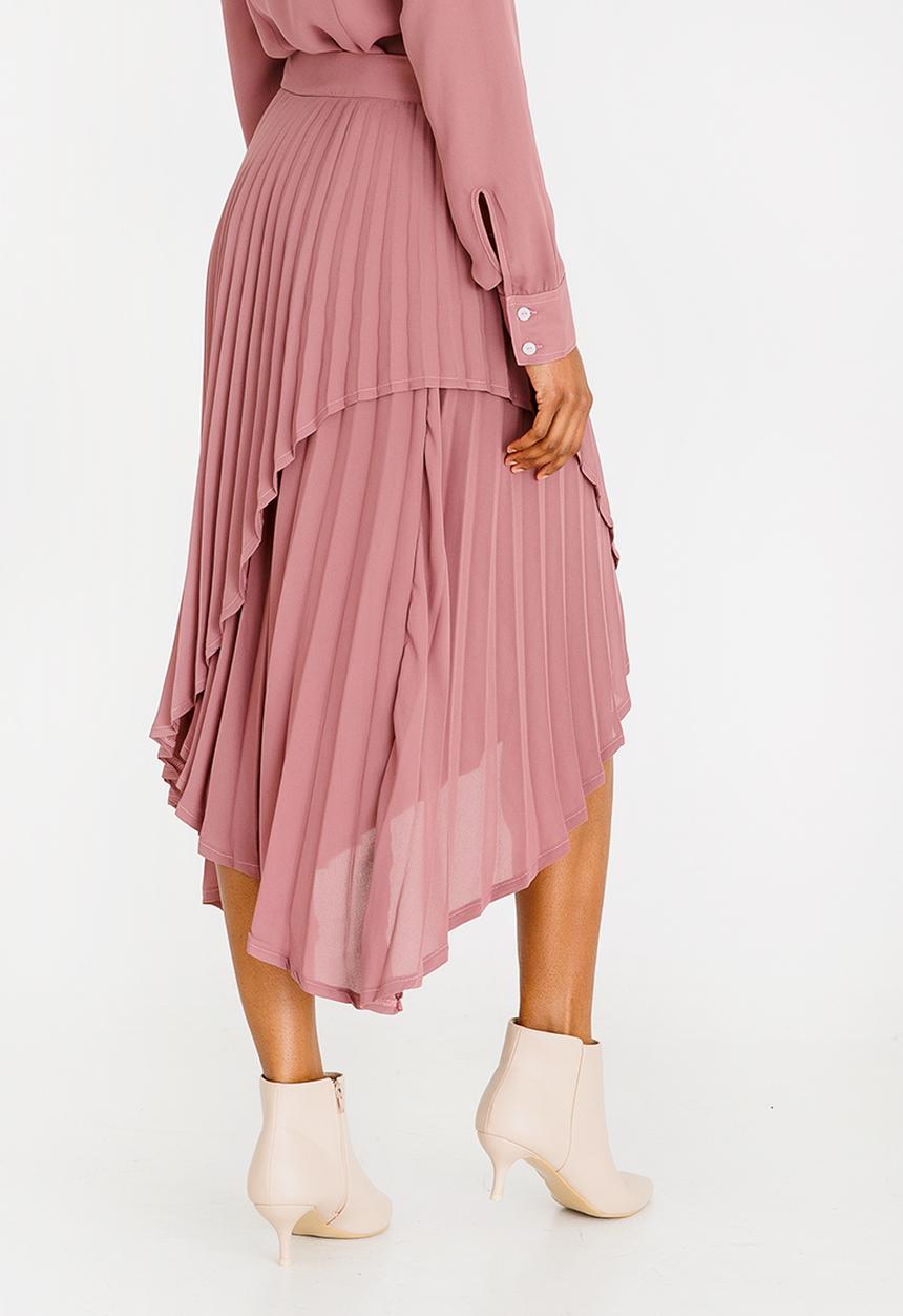 Thebe Magugu - Blade Shape Pleated Skirt Pale Pink