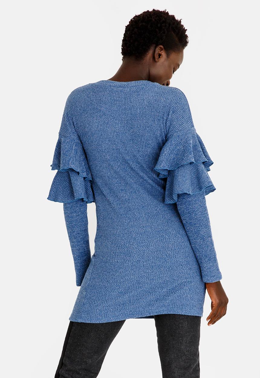 Revenge - Ruffle Sleeve Top Blue
