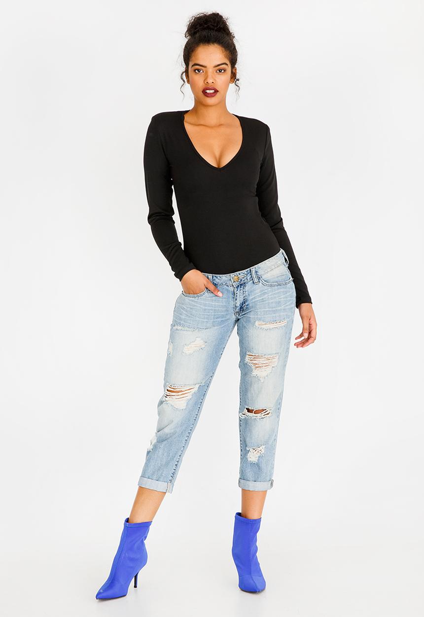 STYLE REPUBLIC - V-neck Bodysuit Black
