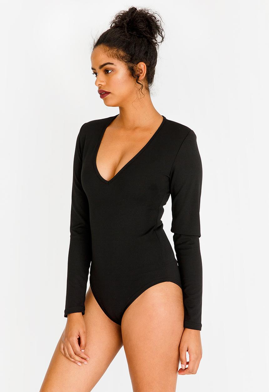 STYLE REPUBLIC - V-neck Bodysuit Black