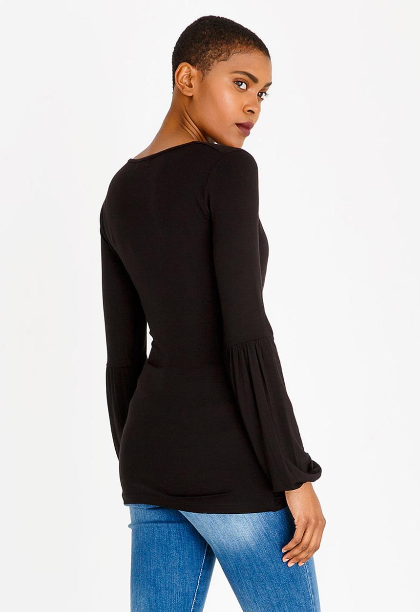 edit - Cross Over Long Sleeve Top Black