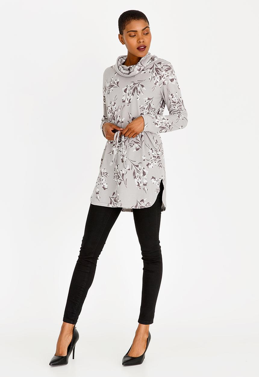 edit - Cowl Neckline Tunic Black and Grey