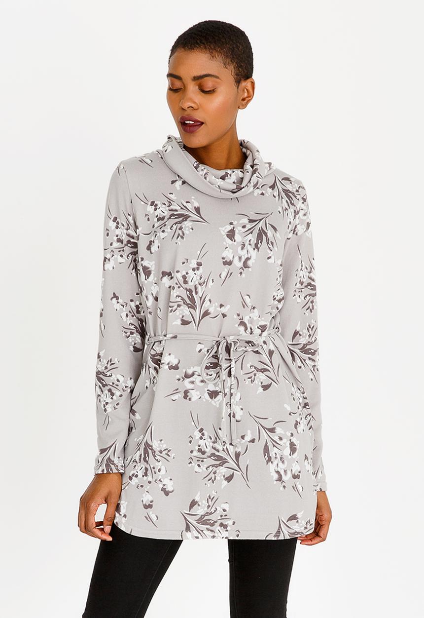 edit - Cowl Neckline Tunic Black and Grey
