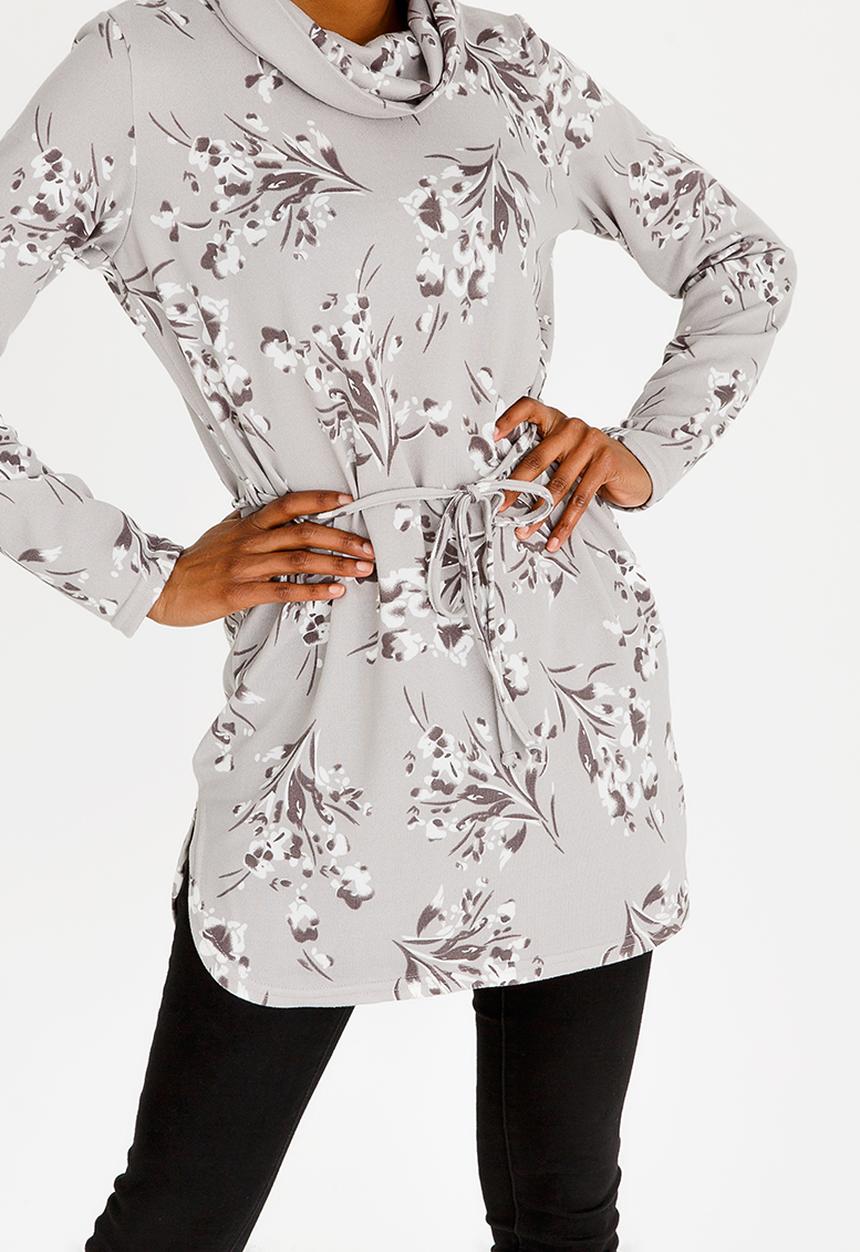 edit - Cowl Neckline Tunic Black and Grey