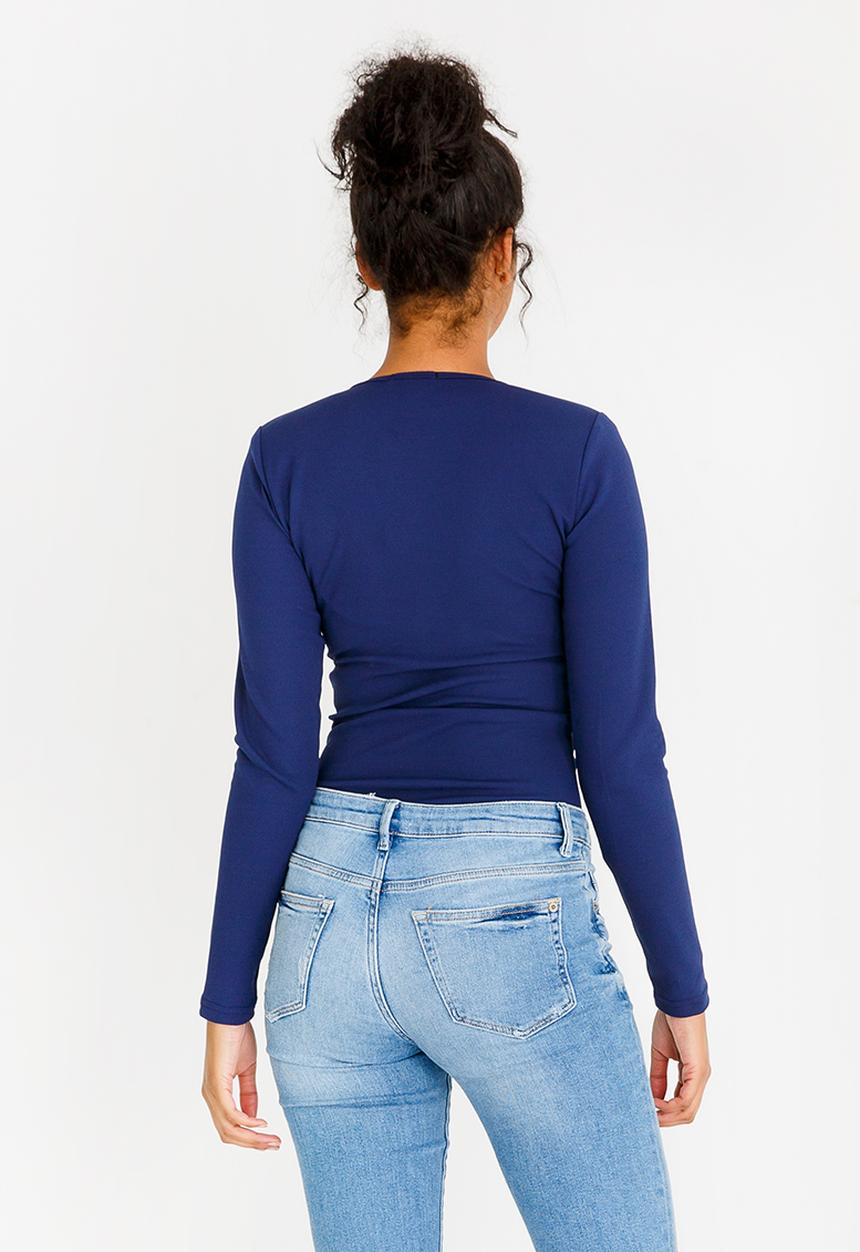STYLE REPUBLIC - V-neck Bodysuit Dark Blue