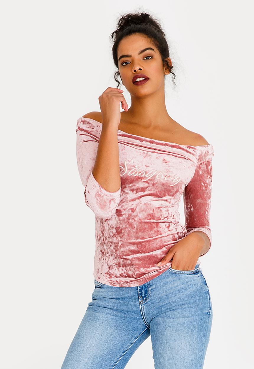 SISSY BOY - Velvet Off-shoulder Top Mid Pink