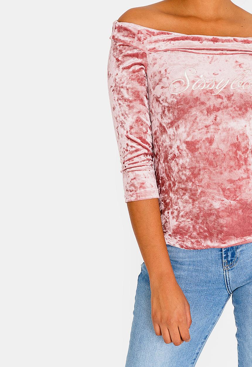 SISSY BOY - Velvet Off-shoulder Top Mid Pink