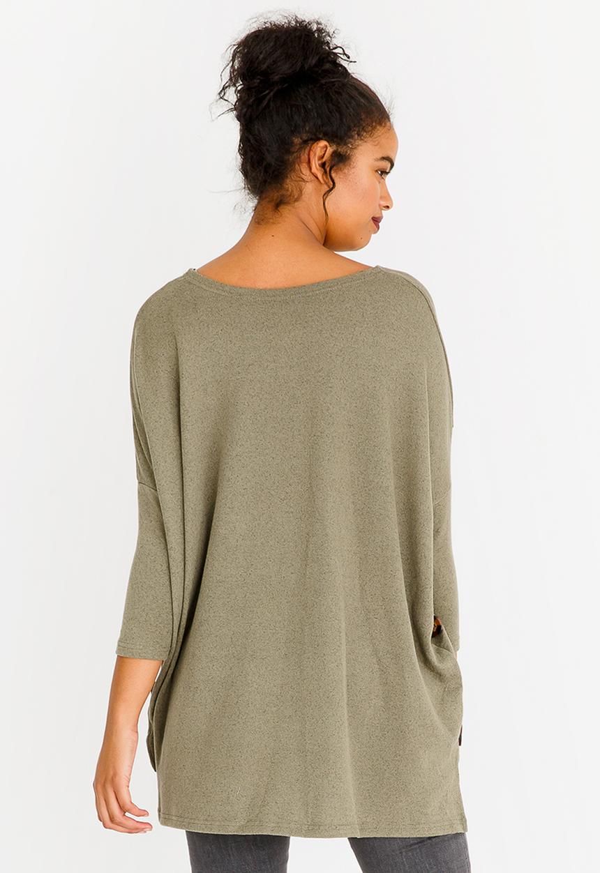 Revenge - Side Button Detail Top Khaki Green