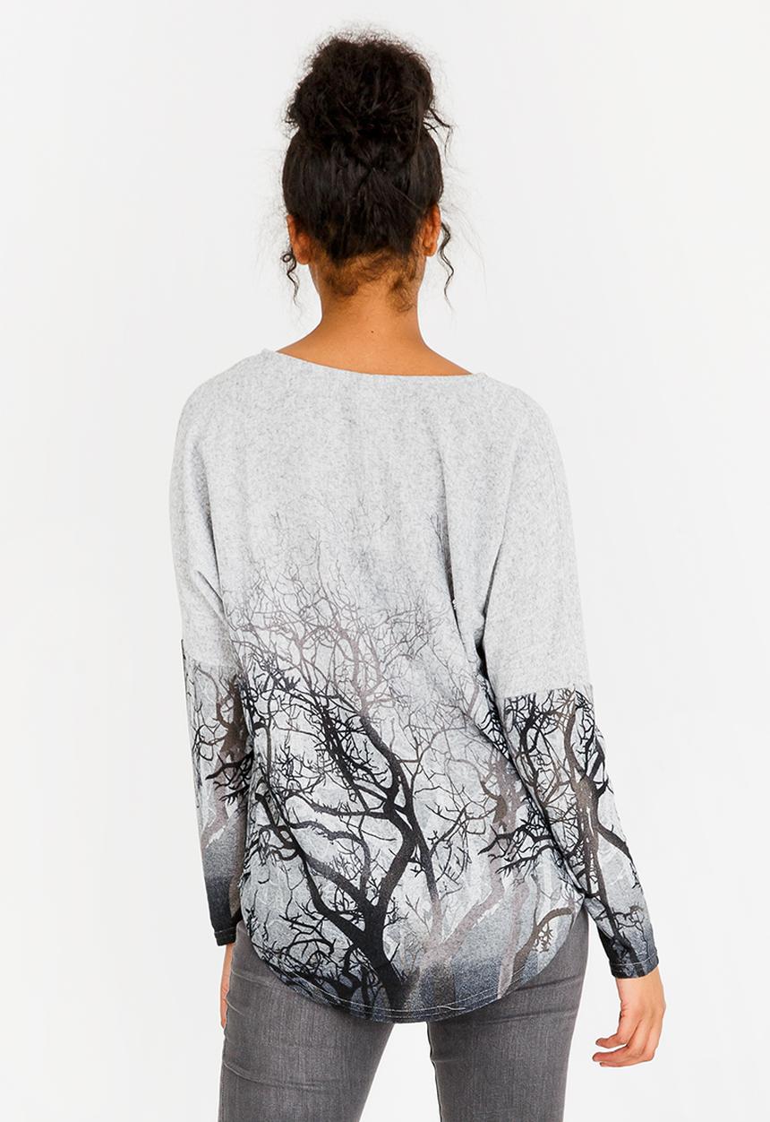 Revenge - Border Print Top Grey