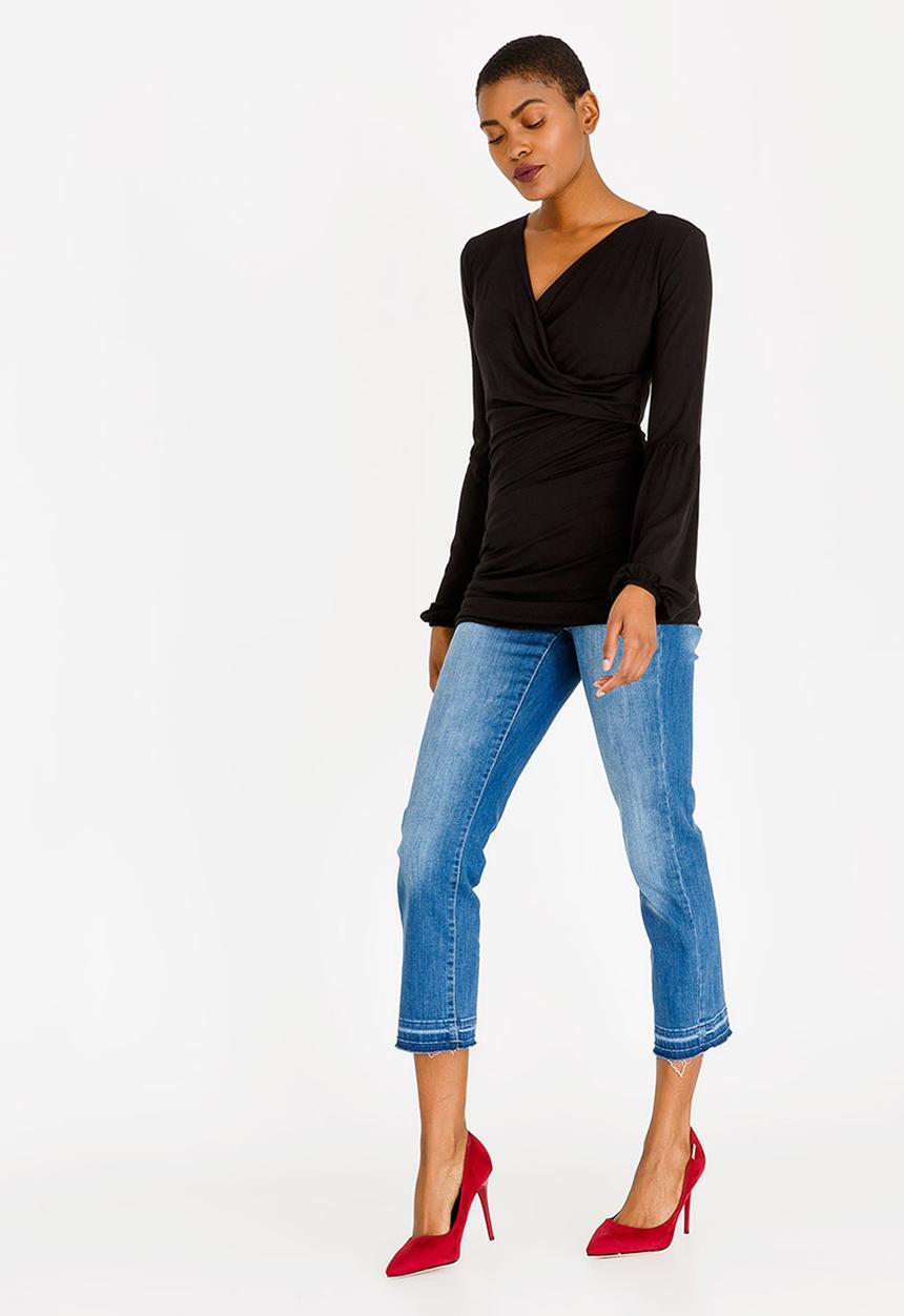 edit - Cross Over Long Sleeve Top Black
