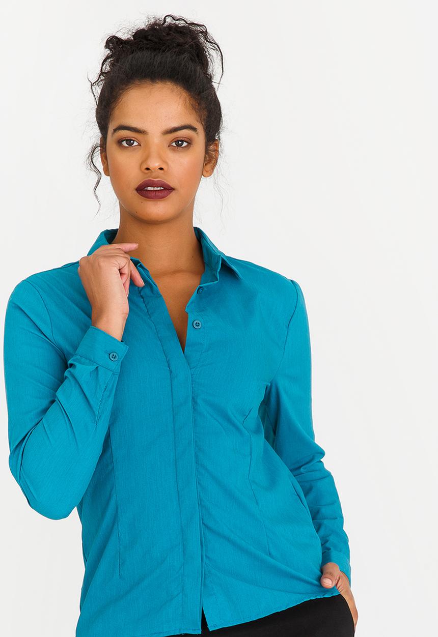 edit - Long Sleeve Classic Shirt Turquoise