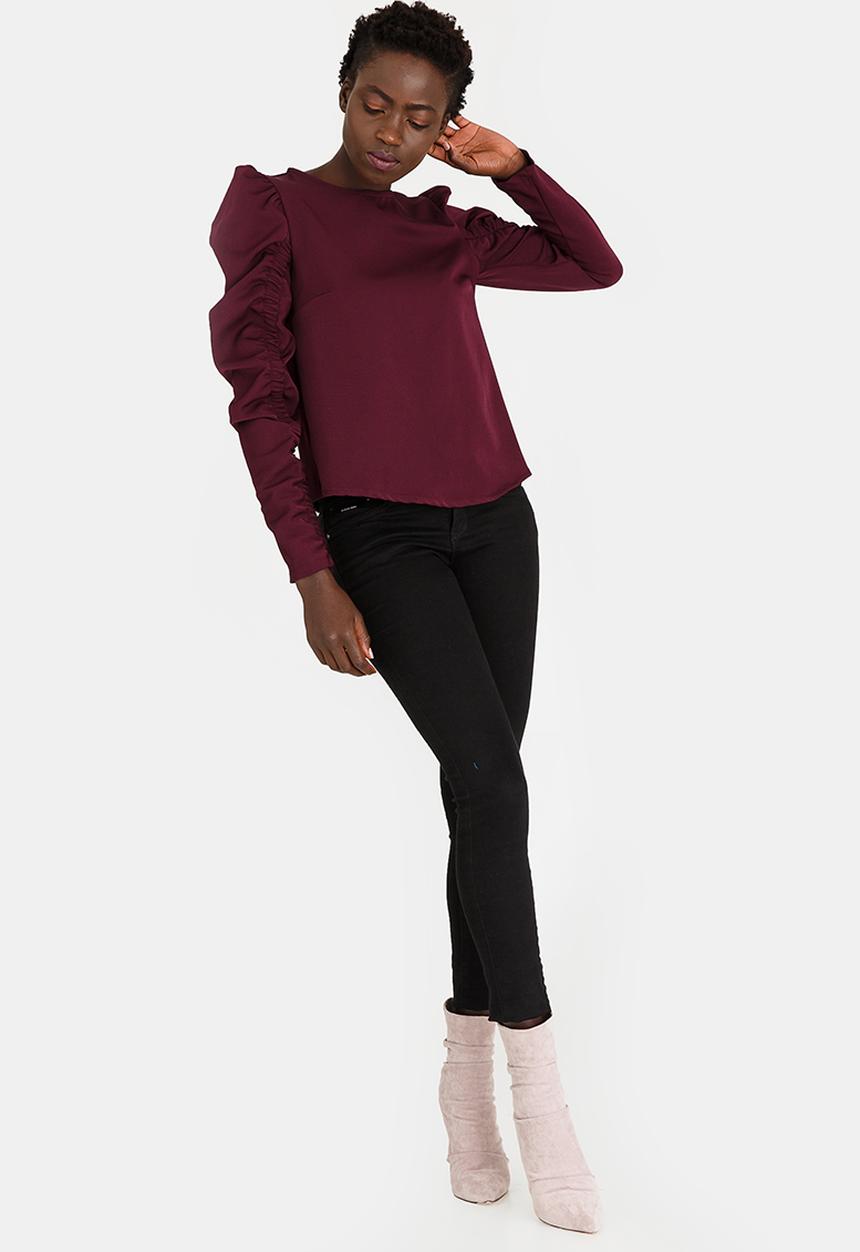 STYLE REPUBLIC - Ruched Sleeve Blouse Dark Purple
