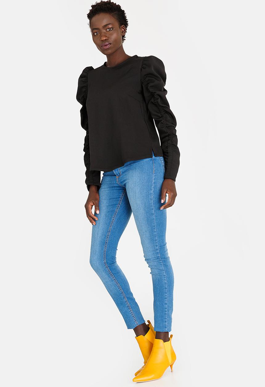 STYLE REPUBLIC - Ruched Sleeve Blouse Black