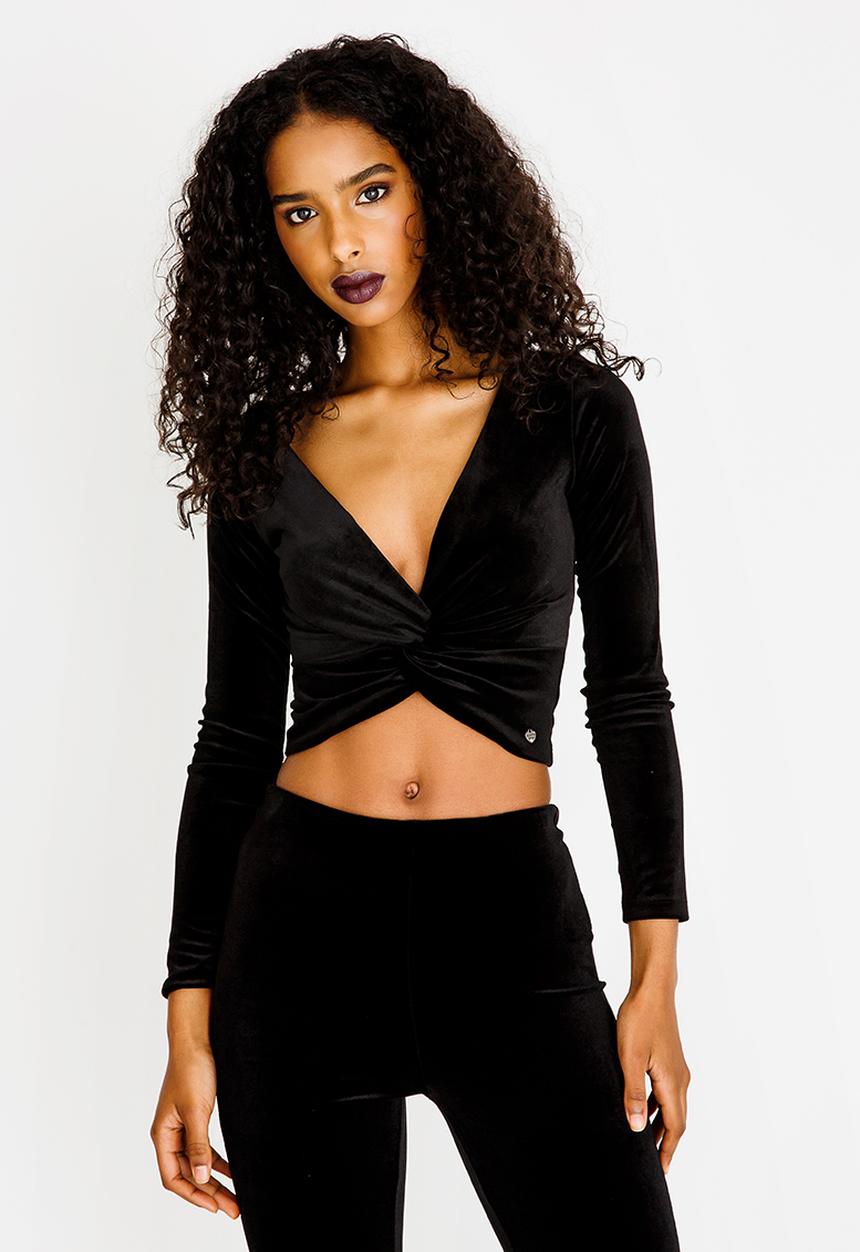 SISSY BOY - Knot Detail Crop Top Black
