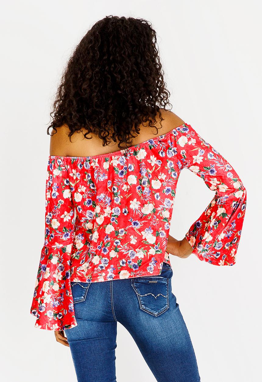 SISSY BOY - Velvet Bardot Top Red