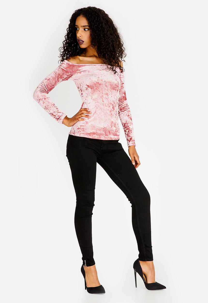 SISSY BOY - Jola Velvet Bardot Top Mid Pink