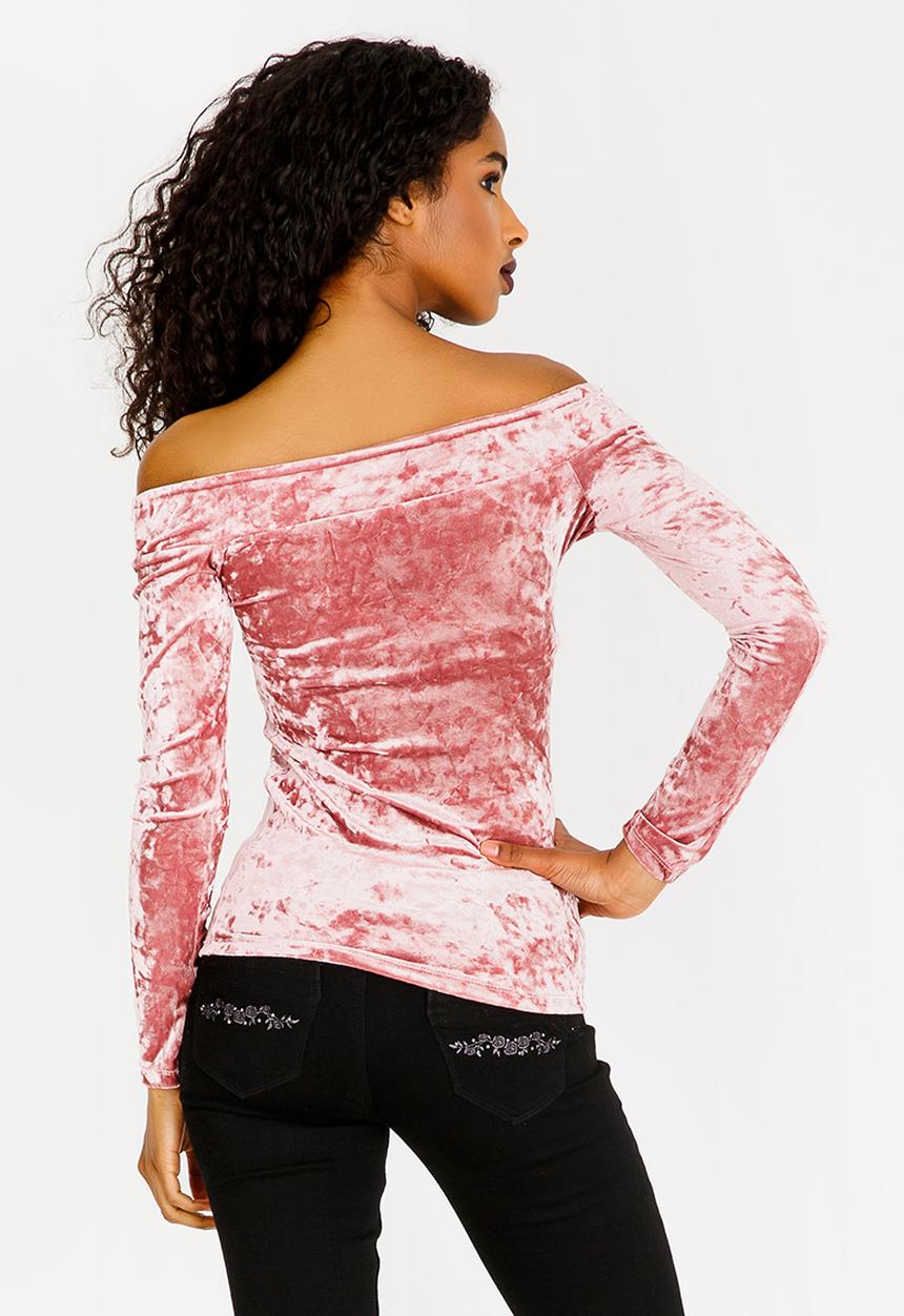 SISSY BOY - Jola Velvet Bardot Top Mid Pink