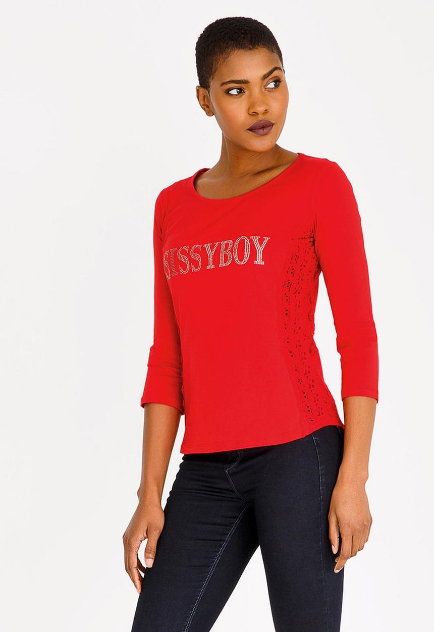 SISSY BOY - One Up Top with Crochet Detail Red