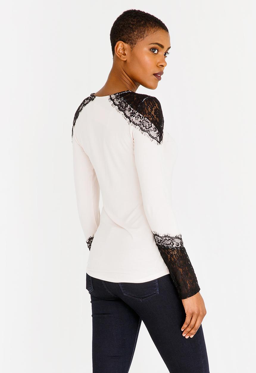 SISSY BOY - One Up with Contrast Lace Detail Nude