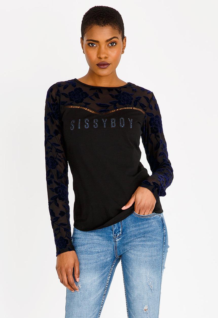 SISSY BOY - One Up with Lace Detail Black