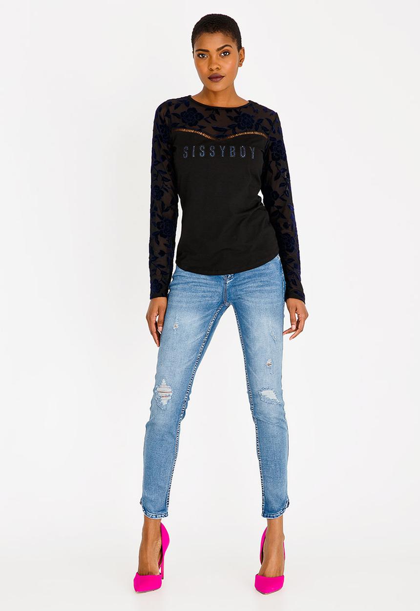 SISSY BOY - One Up with Lace Detail Black
