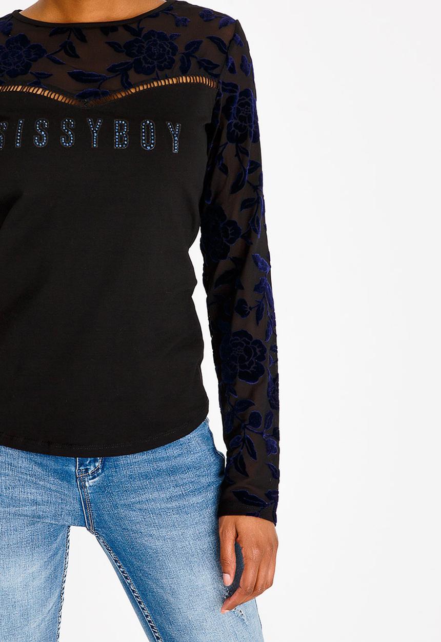 SISSY BOY - One Up with Lace Detail Black
