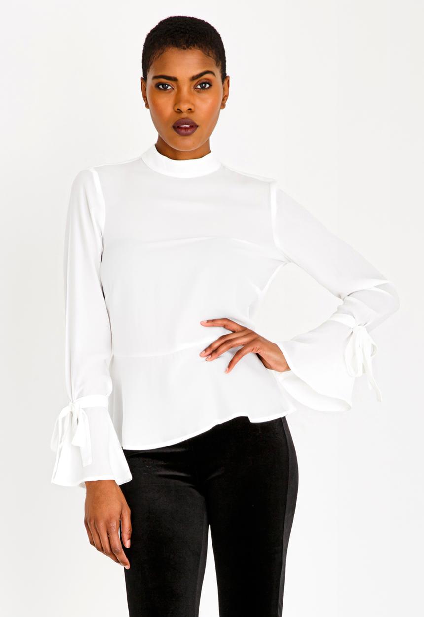 SISSY BOY - Girl Boss Peplum Blouse Off White