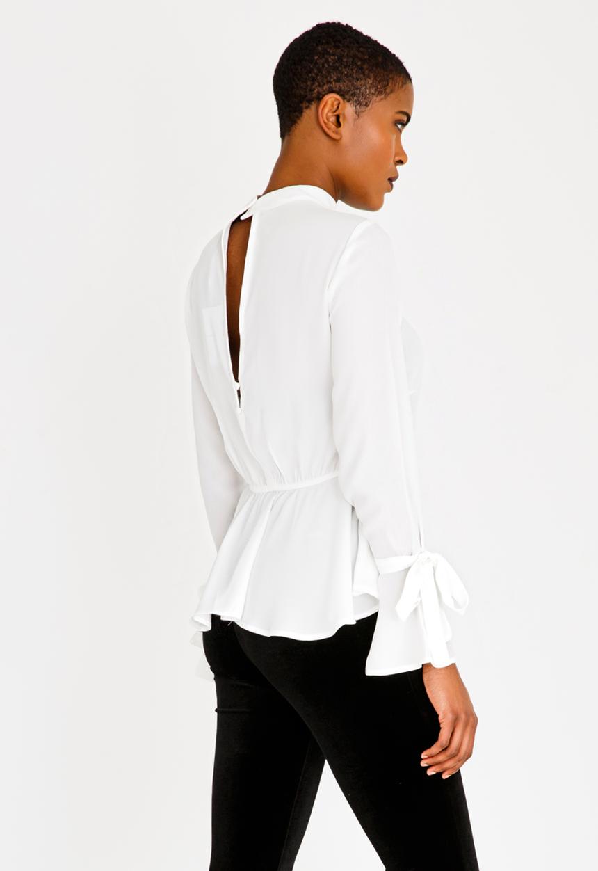 SISSY BOY - Girl Boss Peplum Blouse Off White