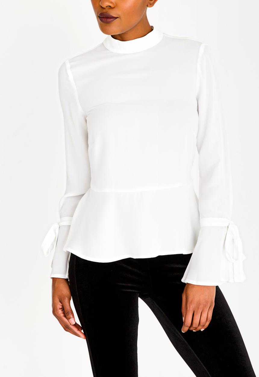 SISSY BOY - Girl Boss Peplum Blouse Off White