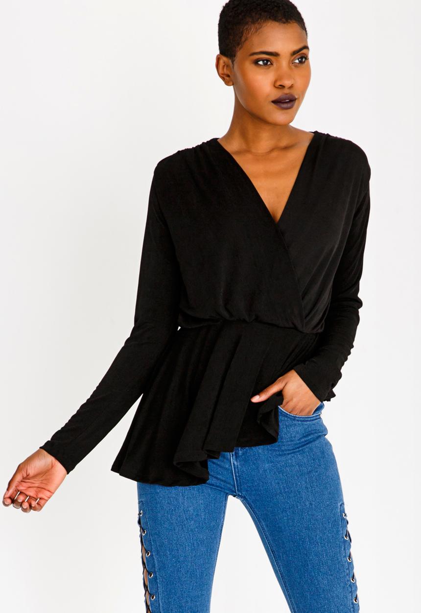 SISSY BOY - Girl Boss Asymmetric Blouse Black